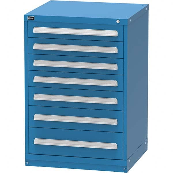 Vidmar - 7 Drawer Bright Blue Steel Modular Storage Cabinet - Benchmark Tooling