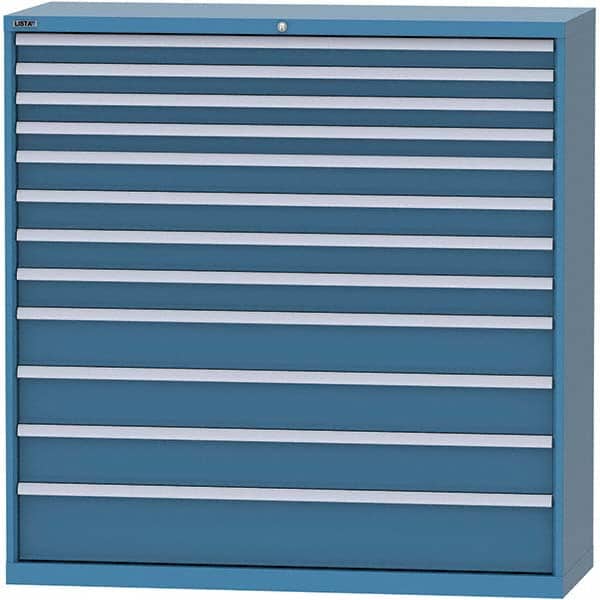 LISTA - 12 Drawer, 84 Compartment Bright Blue Steel Modular Storage Cabinet - Benchmark Tooling