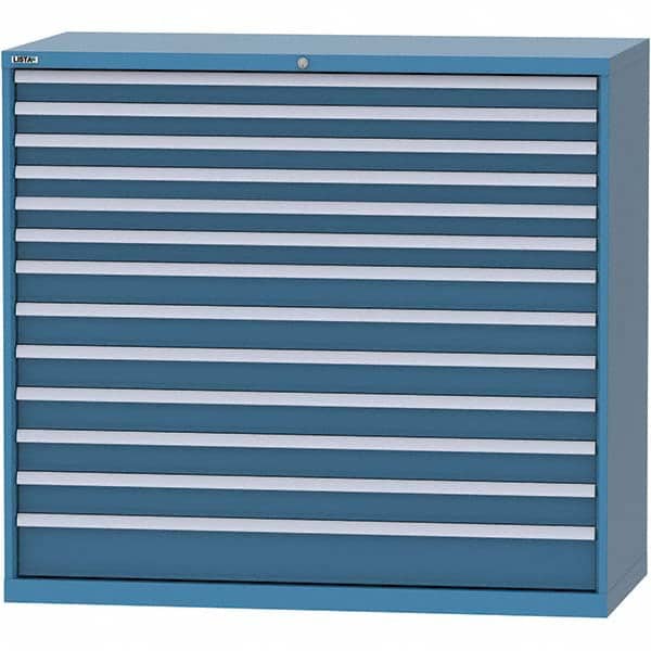 LISTA - 13 Drawer, 84 Compartment Bright Blue Steel Modular Storage Cabinet - Benchmark Tooling