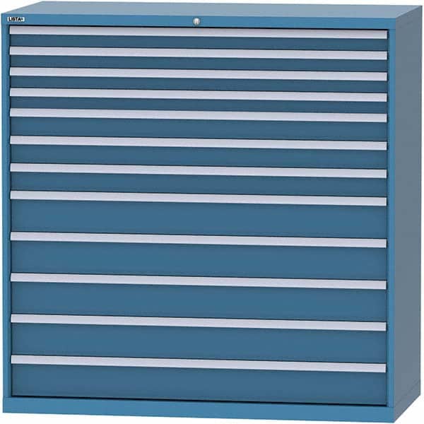 LISTA - 12 Drawer, 84 Compartment Bright Blue Steel Modular Storage Cabinet - Benchmark Tooling