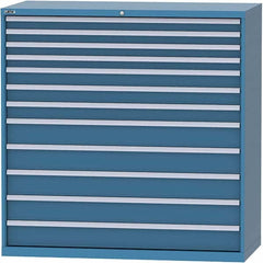LISTA - 12 Drawer, 84 Compartment Bright Blue Steel Modular Storage Cabinet - Benchmark Tooling