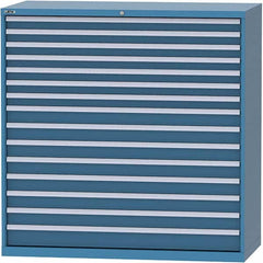 LISTA - 15 Drawer, 84 Compartment Bright Blue Steel Modular Storage Cabinet - Benchmark Tooling