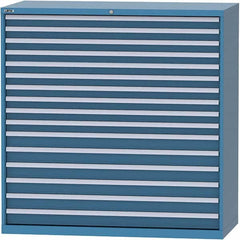 LISTA - 16 Drawer, 84 Compartment Bright Blue Steel Modular Storage Cabinet - Benchmark Tooling