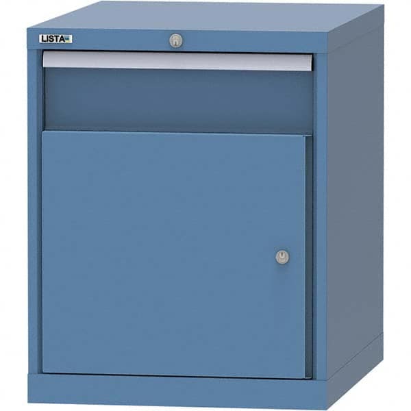 LISTA - 1 Drawer, 99 Compartment Bright Blue Steel Modular Storage Cabinet - Benchmark Tooling