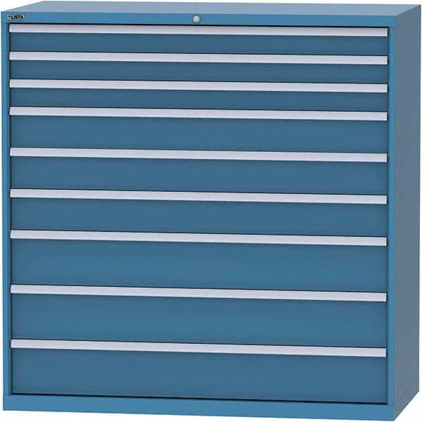 LISTA - 9 Drawer, 84 Compartment Bright Blue Steel Modular Storage Cabinet - Benchmark Tooling