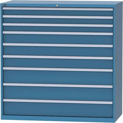 LISTA - 9 Drawer, 84 Compartment Bright Blue Steel Modular Storage Cabinet - Benchmark Tooling