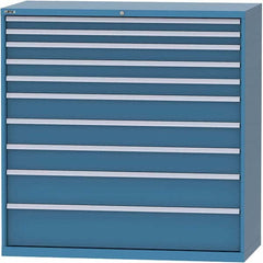 LISTA - 10 Drawer, 84 Compartment Bright Blue Steel Modular Storage Cabinet - Benchmark Tooling