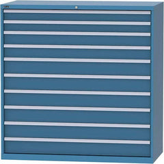 LISTA - 10 Drawer, 84 Compartment Bright Blue Steel Modular Storage Cabinet - Benchmark Tooling