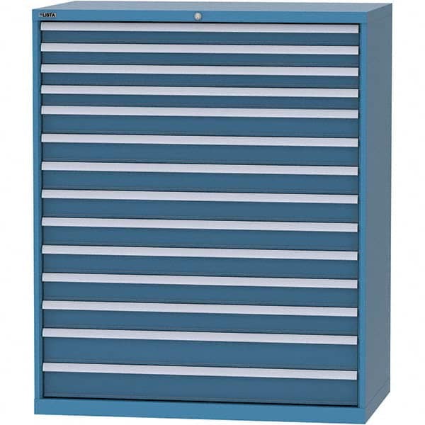 LISTA - 14 Drawer, 216 Compartment Bright Blue Steel Modular Storage Cabinet - Benchmark Tooling