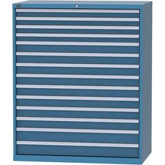 LISTA - 14 Drawer, 216 Compartment Bright Blue Steel Modular Storage Cabinet - Benchmark Tooling