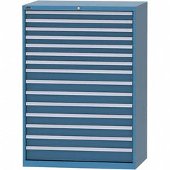 LISTA - 15 Drawer, 99 Compartment Bright Blue Steel Modular Storage Cabinet - Benchmark Tooling