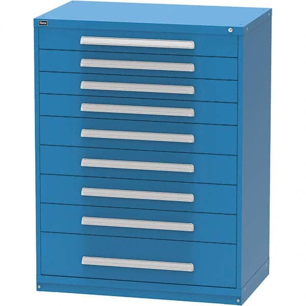 Vidmar - 9 Drawer, 45 Compartment Bright Blue Steel Modular Storage Cabinet - Benchmark Tooling