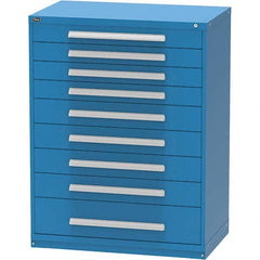Vidmar - 9 Drawer, 45 Compartment Bright Blue Steel Modular Storage Cabinet - Benchmark Tooling