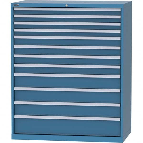 LISTA - 12 Drawer, 216 Compartment Bright Blue Steel Modular Storage Cabinet - Benchmark Tooling