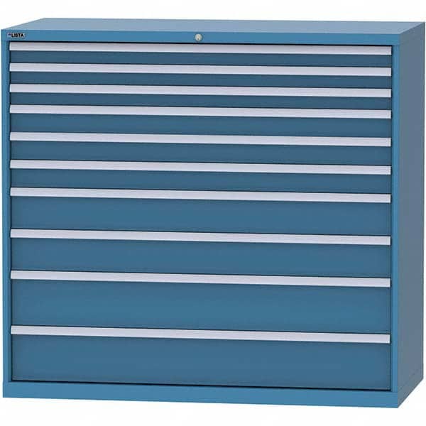 LISTA - 10 Drawer, 84 Compartment Bright Blue Steel Modular Storage Cabinet - Benchmark Tooling
