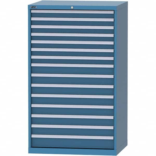 LISTA - 15 Drawer, 84 Compartment Bright Blue Steel Modular Storage Cabinet - Benchmark Tooling