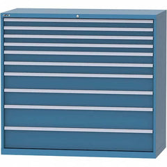 LISTA - 10 Drawer, 84 Compartment Bright Blue Steel Modular Storage Cabinet - Benchmark Tooling