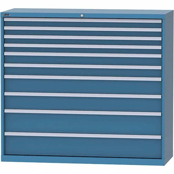 LISTA - 10 Drawer, 84 Compartment Bright Blue Steel Modular Storage Cabinet - Benchmark Tooling