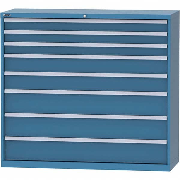 LISTA - 8 Drawer, 84 Compartment Bright Blue Steel Modular Storage Cabinet - Benchmark Tooling