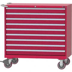 LISTA - 9 Drawer, 99 Compartment Red Steel Modular Storage Cabinet - Benchmark Tooling