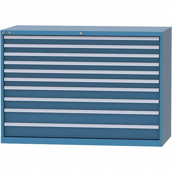 LISTA - 10 Drawer, 84 Compartment Bright Blue Steel Modular Storage Cabinet - Benchmark Tooling