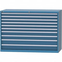 LISTA - 10 Drawer, 84 Compartment Bright Blue Steel Modular Storage Cabinet - Benchmark Tooling