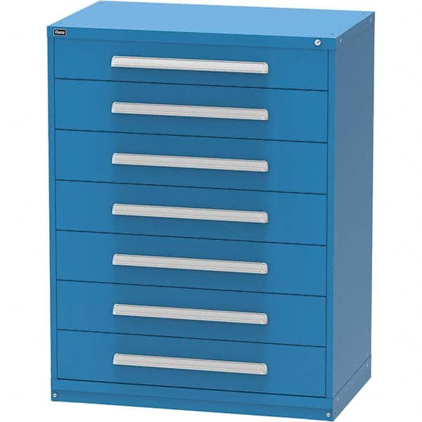 Vidmar - 7 Drawer, 45 Compartment Bright Blue Steel Modular Storage Cabinet - Benchmark Tooling
