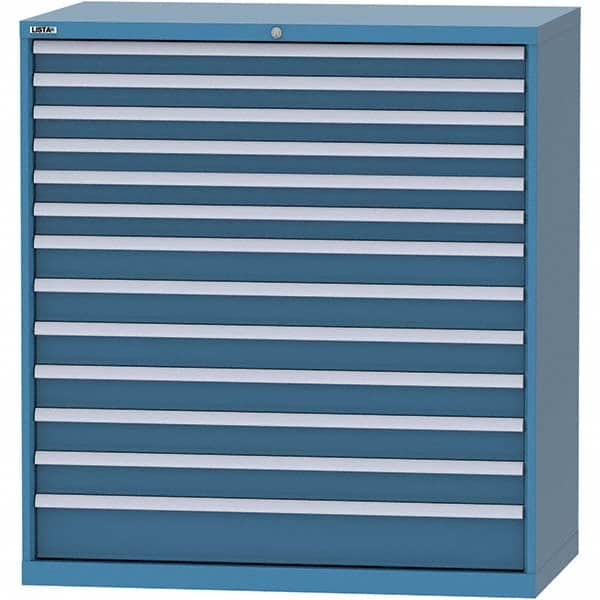 LISTA - 13 Drawer, 159 Compartment Bright Blue Steel Modular Storage Cabinet - Benchmark Tooling