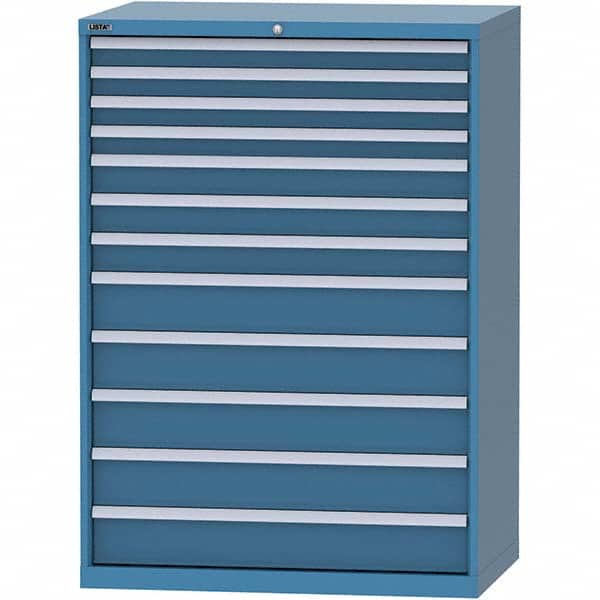 LISTA - 12 Drawer, 99 Compartment Bright Blue Steel Modular Storage Cabinet - Benchmark Tooling