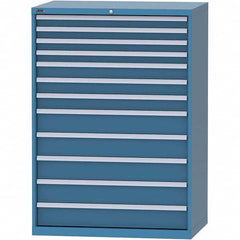 LISTA - 12 Drawer, 99 Compartment Bright Blue Steel Modular Storage Cabinet - Benchmark Tooling