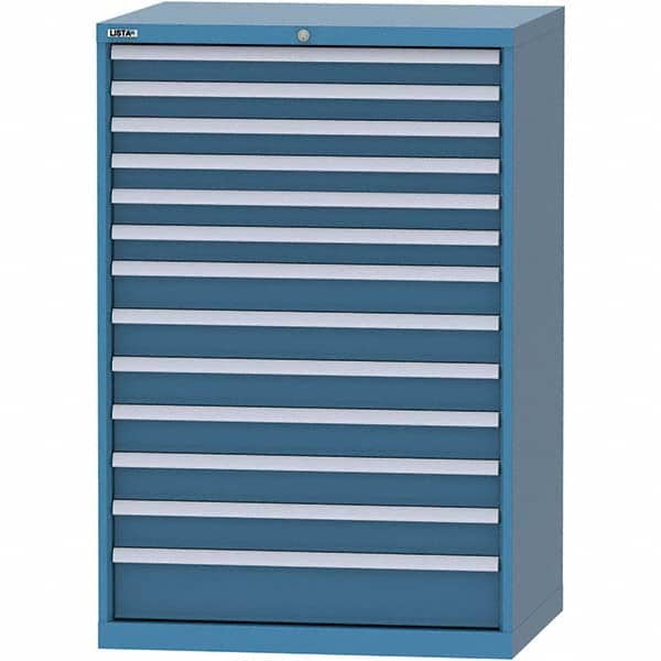 LISTA - 13 Drawer, 84 Compartment Bright Blue Steel Modular Storage Cabinet - Benchmark Tooling