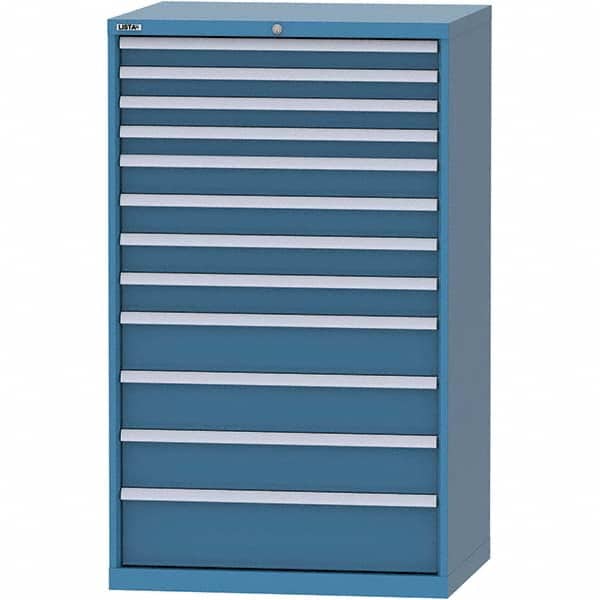 LISTA - 12 Drawer, 84 Compartment Bright Blue Steel Modular Storage Cabinet - Benchmark Tooling