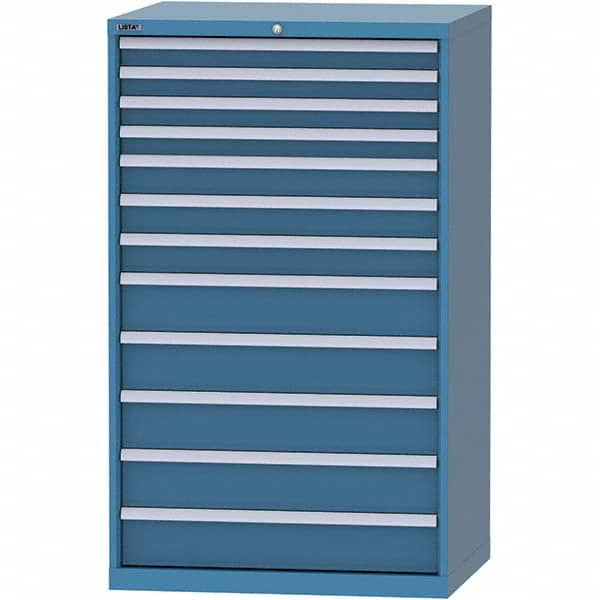 LISTA - 12 Drawer, 84 Compartment Bright Blue Steel Modular Storage Cabinet - Benchmark Tooling
