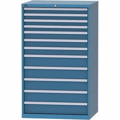 LISTA - 12 Drawer, 84 Compartment Bright Blue Steel Modular Storage Cabinet - Benchmark Tooling