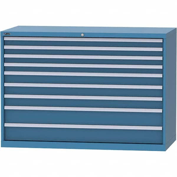 LISTA - 9 Drawer, 84 Compartment Bright Blue Steel Modular Storage Cabinet - Benchmark Tooling