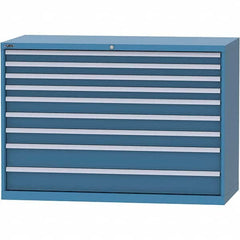 LISTA - 9 Drawer, 84 Compartment Bright Blue Steel Modular Storage Cabinet - Benchmark Tooling