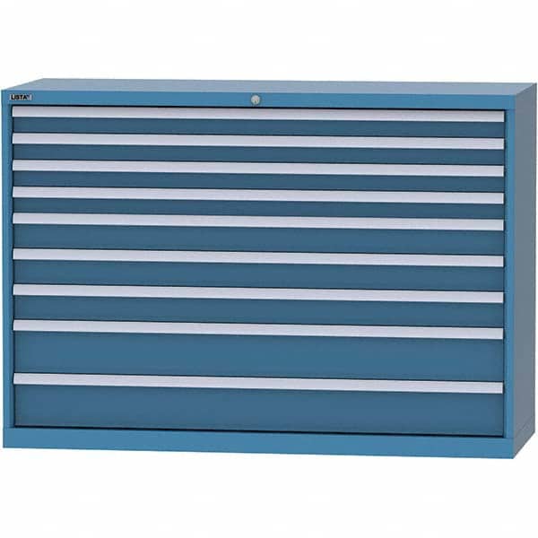 LISTA - 9 Drawer, 84 Compartment Bright Blue Steel Modular Storage Cabinet - Benchmark Tooling