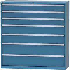LISTA - 7 Drawer, 84 Compartment Bright Blue Steel Modular Storage Cabinet - Benchmark Tooling