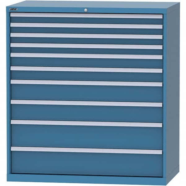 LISTA - 10 Drawer, 96 Compartment Bright Blue Steel Modular Storage Cabinet - Benchmark Tooling