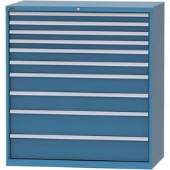 LISTA - 10 Drawer, 96 Compartment Bright Blue Steel Modular Storage Cabinet - Benchmark Tooling