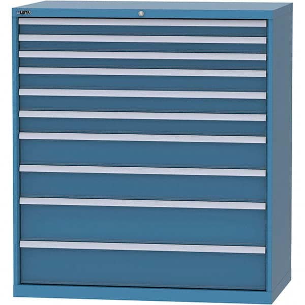 LISTA - 10 Drawer, 159 Compartment Bright Blue Steel Modular Storage Cabinet - Benchmark Tooling