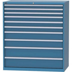 LISTA - 10 Drawer, 159 Compartment Bright Blue Steel Modular Storage Cabinet - Benchmark Tooling