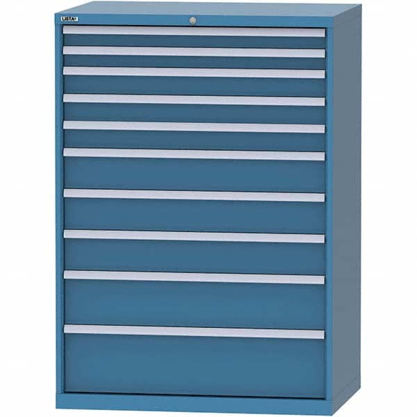 LISTA - 10 Drawer, 99 Compartment Bright Blue Steel Modular Storage Cabinet - Benchmark Tooling