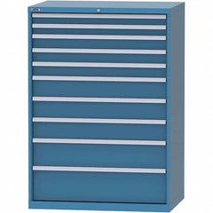 LISTA - 10 Drawer, 99 Compartment Bright Blue Steel Modular Storage Cabinet - Benchmark Tooling