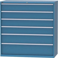 LISTA - 6 Drawer, 84 Compartment Bright Blue Steel Modular Storage Cabinet - Benchmark Tooling