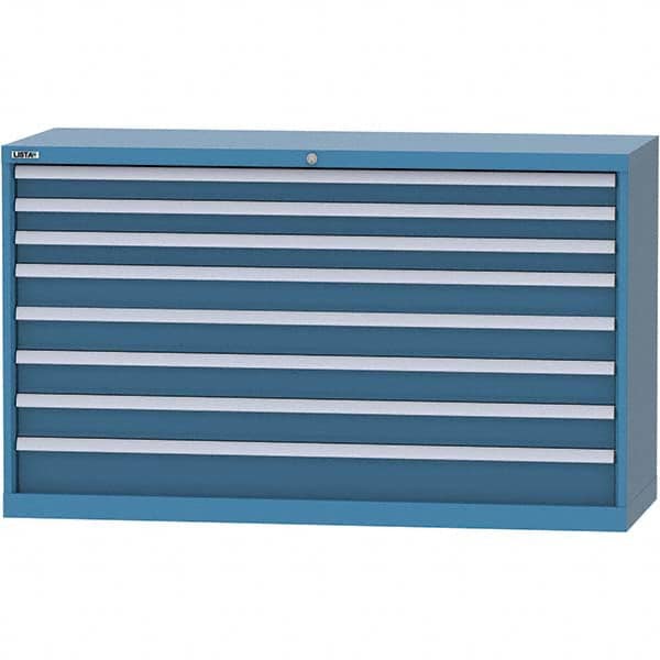 LISTA - 8 Drawer, 84 Compartment Bright Blue Steel Modular Storage Cabinet - Benchmark Tooling