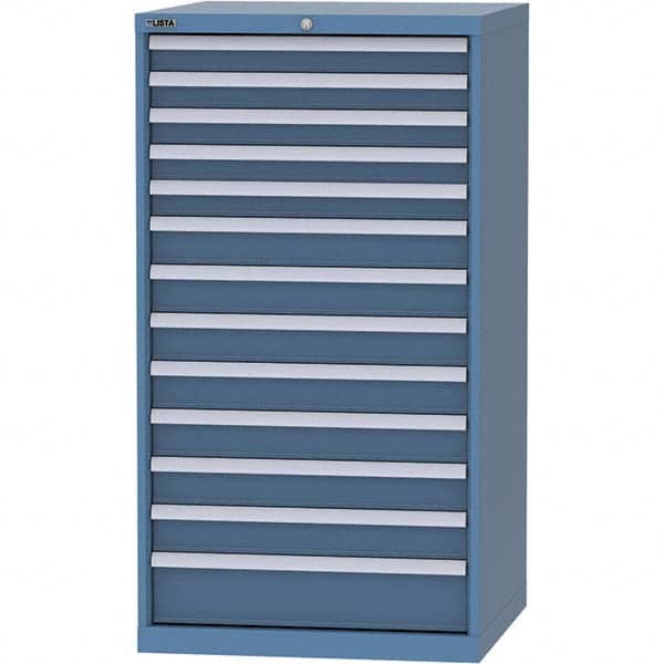LISTA - 13 Drawer, 45 Compartment Bright Blue Steel Modular Storage Cabinet - Benchmark Tooling