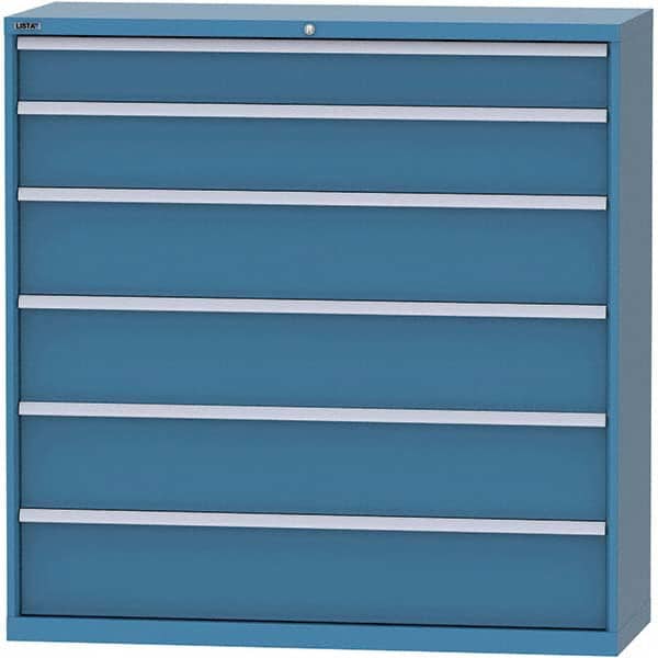 LISTA - 6 Drawer, 84 Compartment Bright Blue Steel Modular Storage Cabinet - Benchmark Tooling