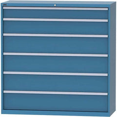 LISTA - 6 Drawer, 84 Compartment Bright Blue Steel Modular Storage Cabinet - Benchmark Tooling