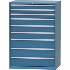 LISTA - 9 Drawer, 99 Compartment Bright Blue Steel Modular Storage Cabinet - Benchmark Tooling